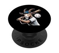 Goat Baseball Batter Swing Ballplayer Mascot PopSockets Adhesive PopGrip
