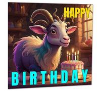 Goat Birthday Card + Envelope 145 x 145mm