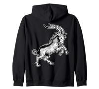 Goat Blackwork Minimal Zip Hoodie