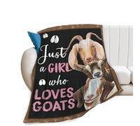 Goat Blanket Gift Just A Girl Who Loves Goats Cozy Plush Throw Blanket Flannel Fleece Ultra Soft Fuzzy Animal Lover Party Blankets for Adult Kids Boys Women Men 50"X40"