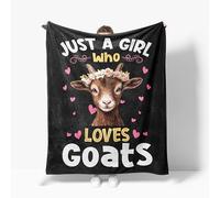 Goat Blanket Just A Girl Who Loves Goats Fleece Throw Blanket Super Soft Warm Cozy Fuzzy Plush Goat Blanket Gifts for Women Girls Kids Teens Room Decor 40"X50"
