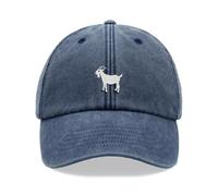 Goat Body White Baseball Cap Vintage Washed Unisex Dad Hat Adjustable Greatest of All Time G.O.A.T Blue Denim