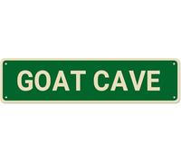 Goat Cave Street Sign Vintage Metal Tin Sign Bar Cafe Garage Cave Home Room Farmhouse Garden Patio Wall Decor 4x16 Inch