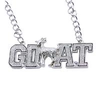 Goat Championship Cuban Link Chain Medal Award Metal Goat Chain Greatest of All Time Turnover Chain for Winner Adults Player Team Fantasy Football Baseball Basketball Softball (goat,silver black)