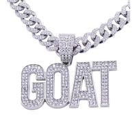 Goat Championship Cuban Link Chain Medal Award Metal Goat Chain Greatest of All Time Turnover Chain for Winner Adults Player Team Fantasy Football Baseball Basketball Softball (goat,silver)