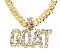 Goat Championship Cuban Link Chain Medal Award Metal Goat Chain Greatest of All Time Turnover Chain for Winner Adults Player Team Fantasy Football Baseball Basketball Softball (goat,gold)