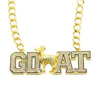 Goat Championship Cuban Link Chain Medal Award Metal Goat Chain Greatest of All Time Turnover Chain for Winner Adults Player Team Fantasy Football Baseball Basketball Softball (goat,gold black)