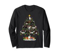Goat Christmas Tree Lights Decor Funny Santa Animals Xmas Long Sleeve T-Shirt