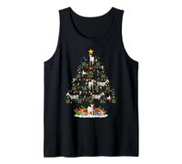 Goat Christmas Tree Lights Decor Funny Santa Animals Xmas Tank Top