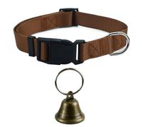 Goat Collars with Bells, Adjustable Nylon Pet Collar & Anti-Lost Loud Bronze Grazing Copper Bells Accessories for Small Farm Animal Sheep Cow Goat