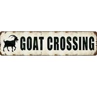Goat Crossing Sign - Aluminum Metal Farm Road Sign 4X16 Inches - Durable Rust-Proof For Ranch, Pasture, Farm Decor