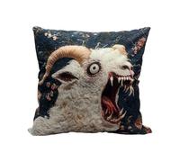 Goat Cushion for Sofa, 45 x 45 cm Expressive Sheep Head Rustic Home Decoration | Decorative Cushion - for Sofa Chair Divan Bed Floor Living Room Travel Reading Sitting Sleeping Game TV Writing