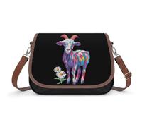 Goat Daisy Crossbody Bags PU Leather Shoulder Bag Handbag Messenger Bag with Shoulder Strap