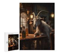 Goat Drinking Beer Bar - Decorative Wooden Puzzle, 500 PCS, Mindful Gift for Adults - for Shared Table Time