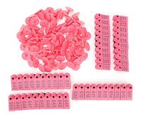 Goat Ear Tag Pig Cattle Sheep Ear Tag Farm Animal Identification Card Durable Soft Non Plastic Livestock Ear Label 100 Pack for Animal Information Management and Epidemic Control (Pink with Words