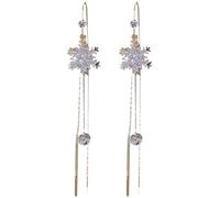 Goat Earrings Snowflake Earrings with Cubic Zirconia Tassels and Long Tassels, Elegant Drop Earrings for Women, Shiny Crystal Jewellery, Silver Statement Earrings, NaN, Metal, No Gemstone