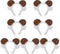 Goat Ears Cute Headband - Fluffy Hairband Animal Head Wear for Women Girl Makeup Washing Face, Goat Horns Headband for Party Celebrations Supplies, 7 packs