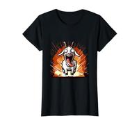 Goat Explosion Funny Goat Crazy Simulator Animal Fun Baa Value Graphic T-Shirt, Women, Black, L