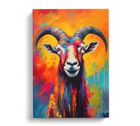 Goat Expressionism Art Canvas Print for Living Room Bedroom Home Office Décor, Wall Art Picture Ready to Hang, 30x20 Inch (76x50 cm)