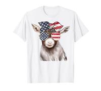 Goat Farm Animals Lover Farmer Girl 4th of July USA Flag T-Shirt