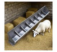 Goat Feeder Trough Grain, 20" 39" 59" 79" Hay Dispenser Hanging/Ground, Heavy Duty Stainless Steel Sheep Trough Feeder Hold 4/5/8/10 Goats, for Sheep Pens/Swine Farms(8-Compartment)
