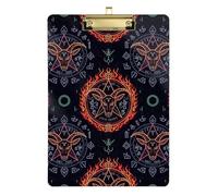 Goat Flames Clipboard Decorative Clipboard A4 Standard Size Clipboards Hardboard, 12.5 x 9 Inches Gold Clip