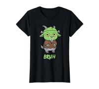 Goat Frankenstein Bruh Halloween Value Graphic T-Shirt, Women, Black, M