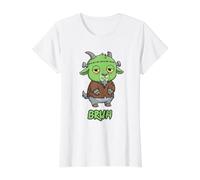 Goat Frankenstein Bruh Halloween Value Graphic T-Shirt, Women, White, S