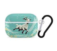 Goat Frolic AirPods Pro Case Cover with Keychain Ring PC Hard Shell Protective Case for AirPods Pro 2nd for Women Men Generation Easy Open Full Drop Protection Cover White-Style