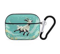 Goat Frolic AirPods Pro Case Cover with Keychain Ring PC Hard Shell Protective Case for AirPods Pro 2nd for Women Men Generation Easy Open Full Drop Protection Cover Black-Style