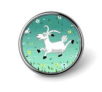 Goat Frolic Badges Decorative, Durable Aluminum Alloy Round Badge, Lightweight Button Brooch for Shirts, Jackets, Hats, Uniforms 1"