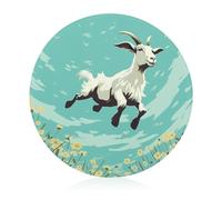 Goat Frolic Cutting Board for Kitchen Mini Cheese Chopping Board Round Tempered Glass Chopping Block for Picnic Cutting Pizza Meat Fruit(7.9 Inch)