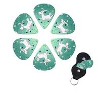Goat Frolic Guitar Picks 6 Pack, 0.46mm Thickness Celluloid Bass Pick with Leather Guitar Pick Holder Keychain Abstract Art Pics Plectrum for Acoustic Electric Guitar, Ukulele, Bass