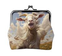Goat Frolic Print Compact Coin Purse 4.52 x 4.13in Cute Mini Wallet with Kiss Lock Waterproof Pouch