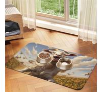 Goat Frolic Print Pet Absorbent Leather Tablecloth for Dogs Cats,Pet Food Mat Leather Feeding Mat for Dogs Cats