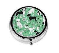 Goat Frolic Print Pill Box for Pocket Round Pill Box 3 Compartment Decorative Portable Travel Pill Holder Tablet Vitamin Organizer Mini Pill Case(2pcs)