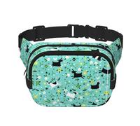 Goat Frolic Print Unisex Square Double Layer Waist Bag Crossbody Fanny Pack Travel Workout Accessory, Black, One Size, Black, One Size
