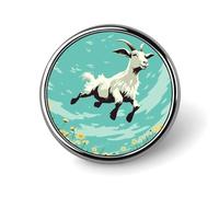 Goat Frolic Round Badge Cute Enamel Lapel Pin Brooches Button Pin Personalized Clothing Decoration Unisex Badge Holder Hats Bags Shirts Decor