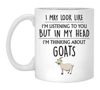 Goat Gift, Goat Mug, Goat Lover Gift, Thinking About Goats, Goat Farm Farmer Owner Gifts, Gifts For Goat Lovers, Women, Her, Crazy Goat Lady 11oz