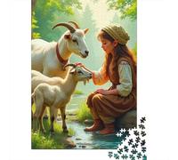 Goat Girl 1000 Piece Jigsaw Puzzle For Adults Educational Games Stress Relief Puzzle Exercise The Memory of The Brain For Adults Gifts 500pcs (52x38cm)
