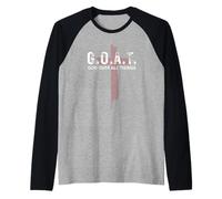 Goat God Over All Things Christian Red Cross Design G.O.A.T. Raglan Baseball Tee