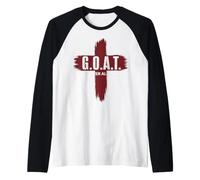 Goat God Over All Things Christian Red Cross Design G.O.A.T. Raglan Baseball Tee