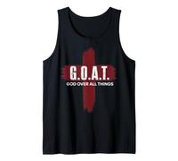 Goat God Over All Things Christian Red Cross Design G.O.A.T. Tank Top