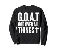 GOAT God Over All Things Cross Typography Sweatshirt