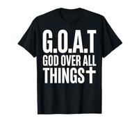 Goat God Over All Things Cross Typography T-Shirt