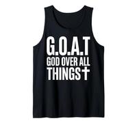 Goat God Over All Things Cross Typography Tank Top