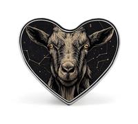 Goat Golden Eyes Badge Pin Brooch Heart Shape Button Aluminum Decor for Backpacks Hats