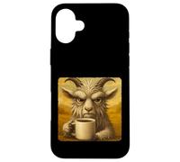 Goat Grumpy Coffee Morning Humor Wildlife Tired Mug Case for iPhone 16 Plus