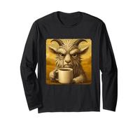 Goat Grumpy Coffee Morning Humor Wildlife Tired Mug Long Sleeve T-Shirt