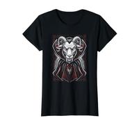 Goat Halloween Dracula Vampire Value Graphic T-Shirt, Women, Black, S